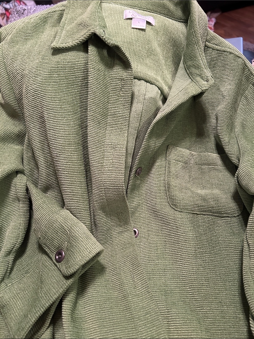 Christopher & Banks Light Olive Green Knit Button-Up Jacket